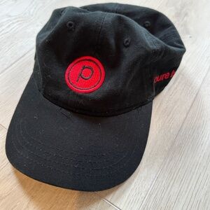 NWT PURE BARRE circle P hat/cap adjustable black &red